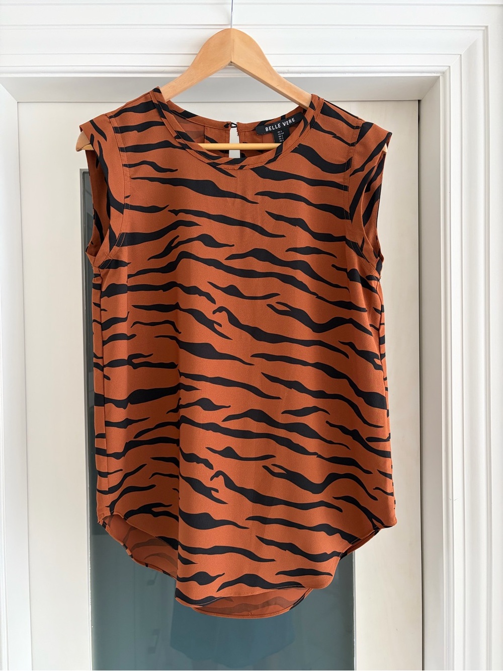 Sleeveless Tiger-Stripe Blouse in Rust